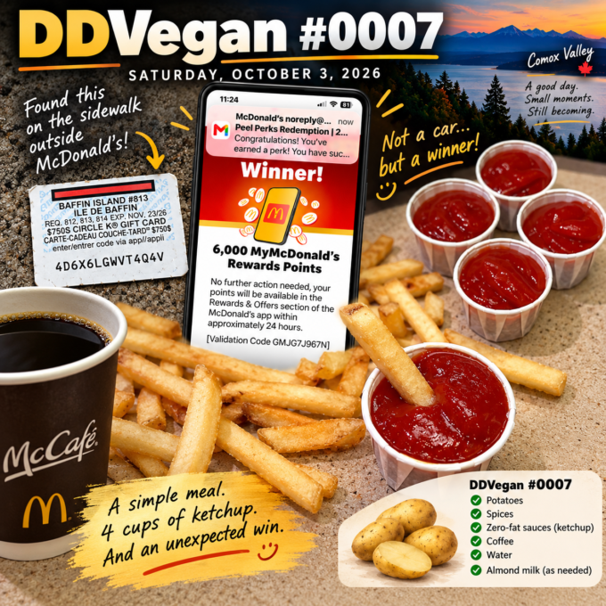 Day #1132-0518 – (Sat., Oct. 3, 2026) – (DDVegan #0007 – Win 6000!) (-14.5 lbs.) 2026-10-03 - DDVegan #0007